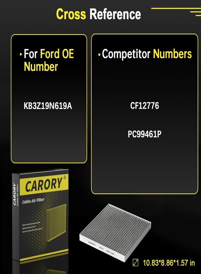 CARORY Cabin Air Filter w/Activated Carbon for Ford Ranger 2019 2020 2021 2022 2023 2024 2025 2026, KB3Z19N619A, CF12776, FP-88 - Image 3